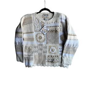 Heirloom Collectibles Vintage 90s Beige Knit Sweater Women’s S 42” Bust NEW
